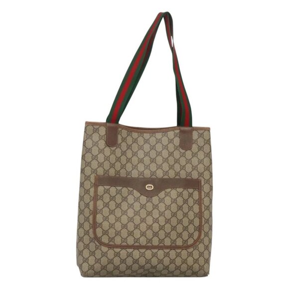 GUCCI GG Supreme Web Sherry Line Bag PVC Beige Green Red - Picture 2 of 15